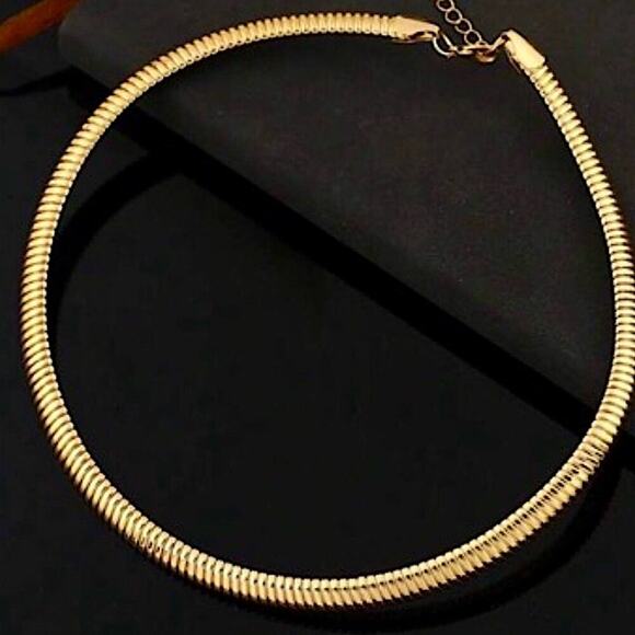 Gold Collar Statement Choker Grunge Punk Spiral Necklace - Picture 5 of 6